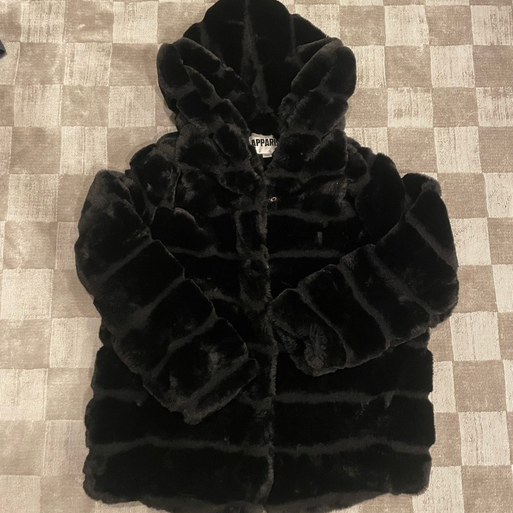 Black Apparis goldie faux fur coat